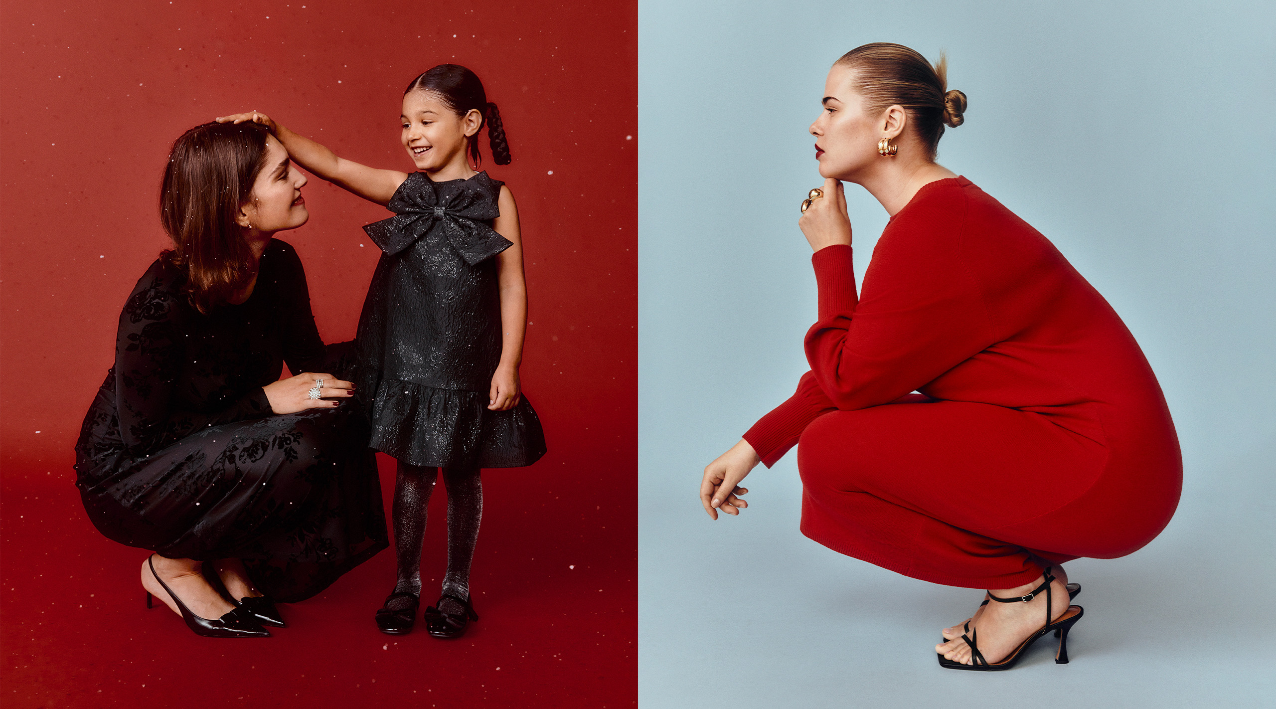 Kobiety w ubraniach z kolekcji świątecznej Kappahl.