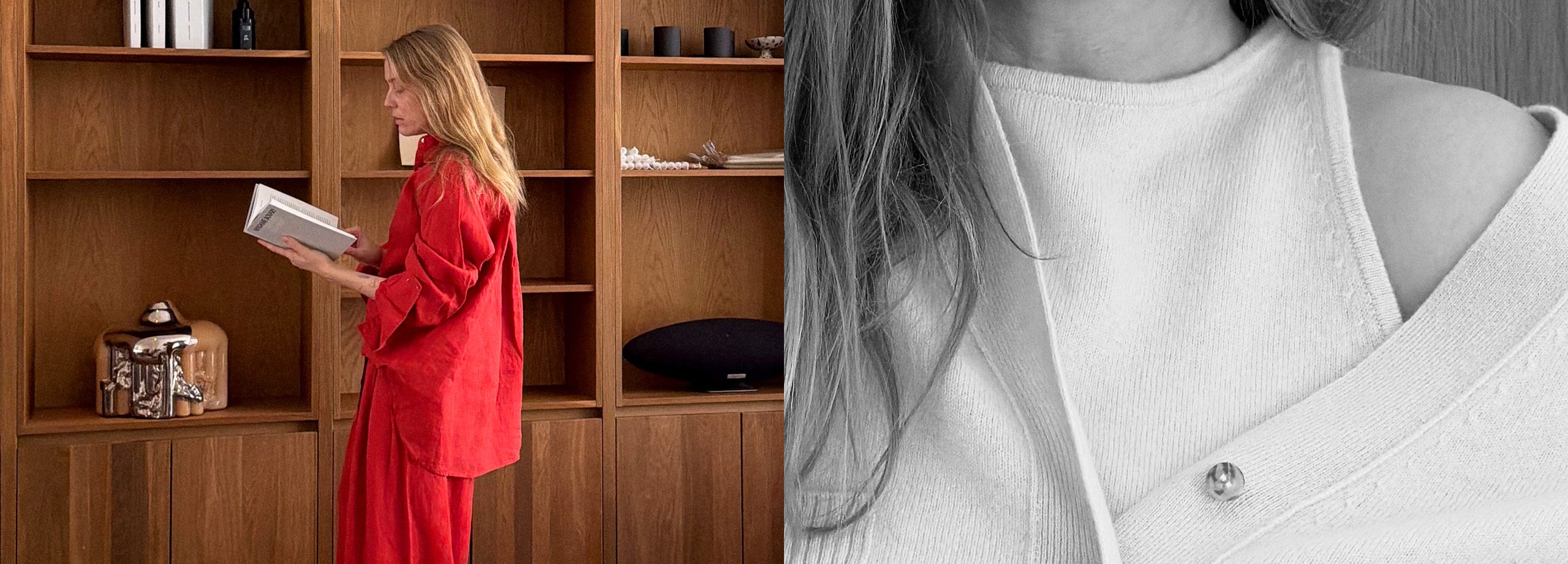 Damkläder, stickade-set och matchande linnekläder.