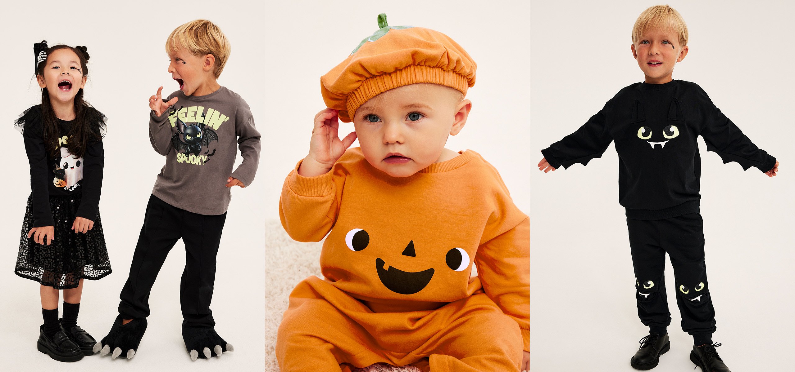 Dzieci ubrane w kostiumy na Halloween.