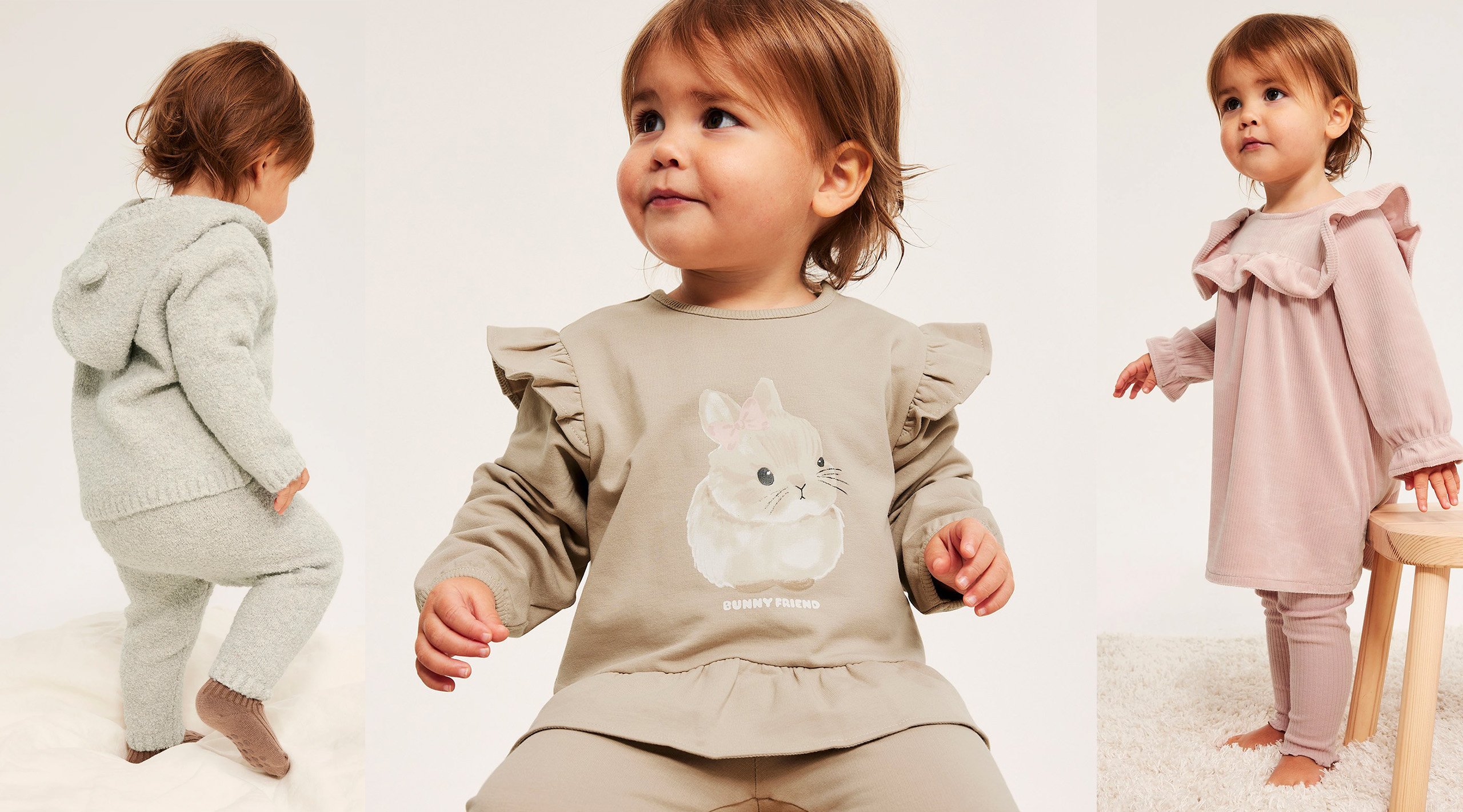 Babyer kledd i vårnye plagg fra Kappahl baby.