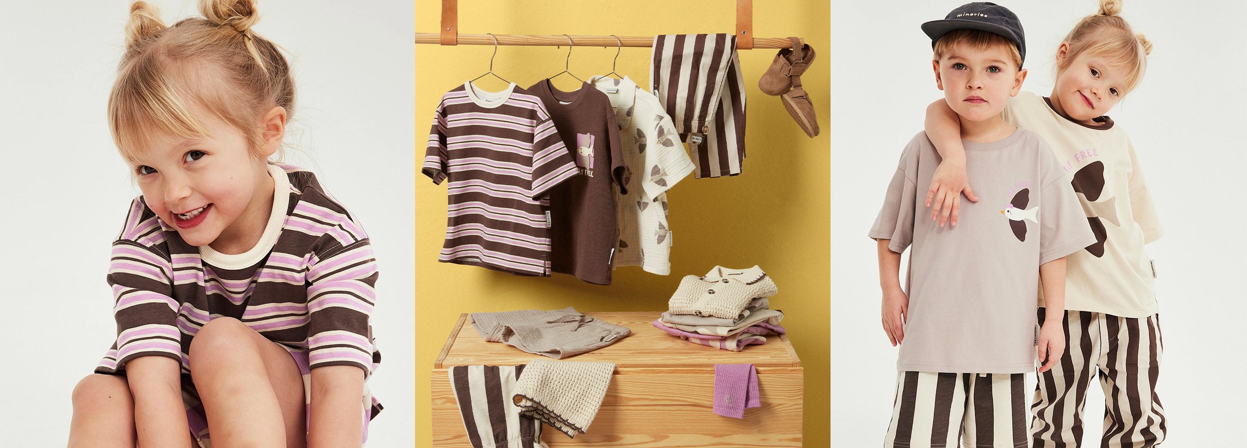 Dzieci w ubrankach z nowej kolekcji Minories.