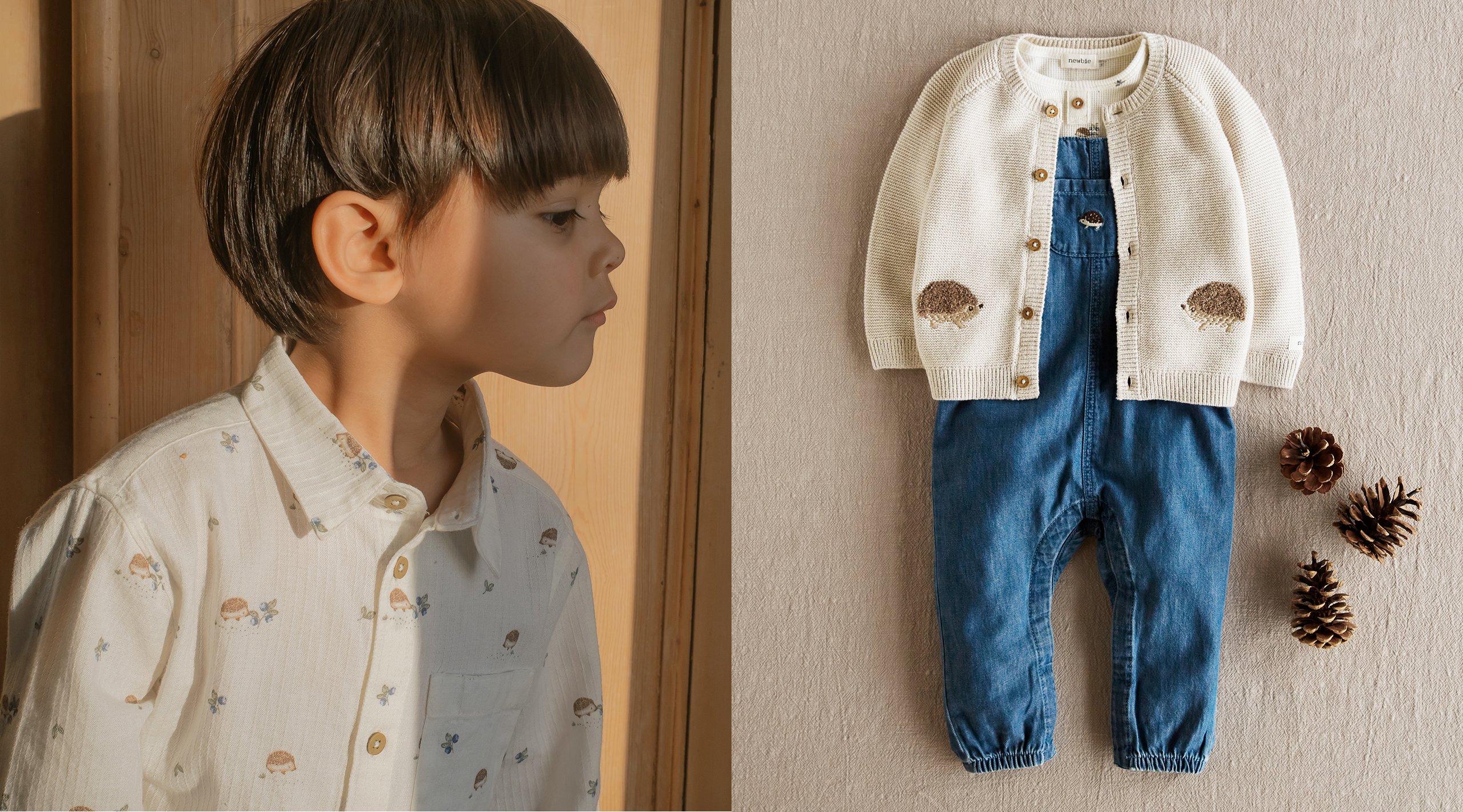 Kläder för pojkar från Newbie med mönster av små igelkottar.