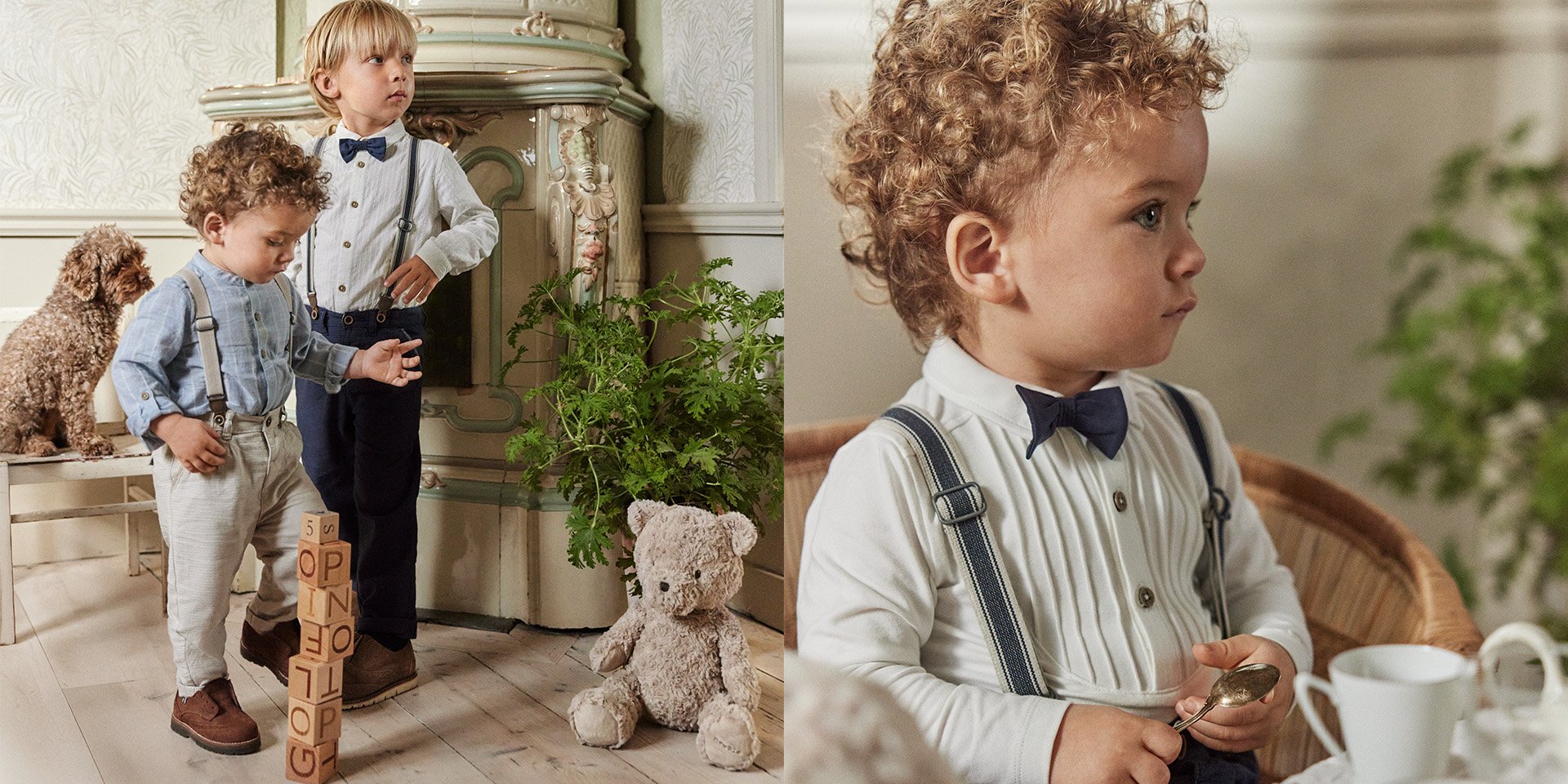 Lapset pukeutuivat hienoihin vaatteisiin Aloittelijan pojalle.