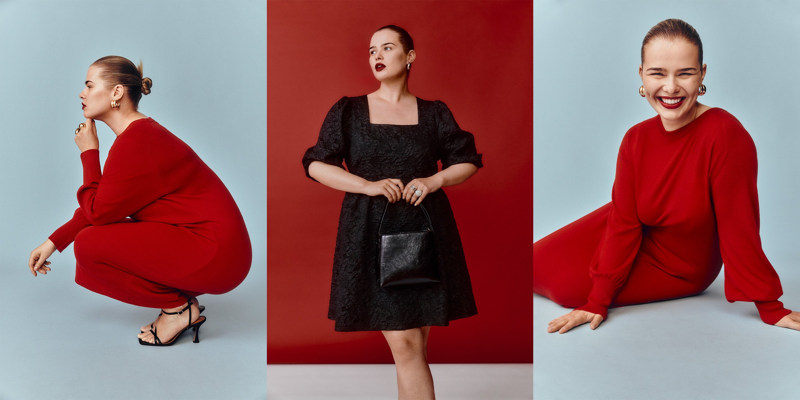 Kobieta w świątecznych ubraniach od xlnt.