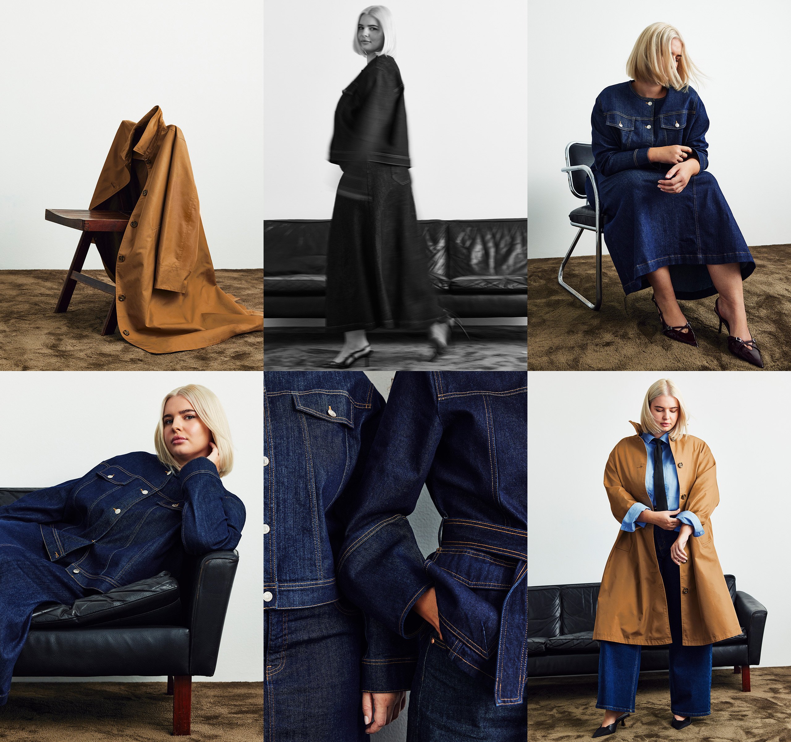 Odzież damska w dużych rozmiarach, kurtka dżinsowa, spódnica dżinsowa, dżinsy, denim, płaszcz typu carcoat.