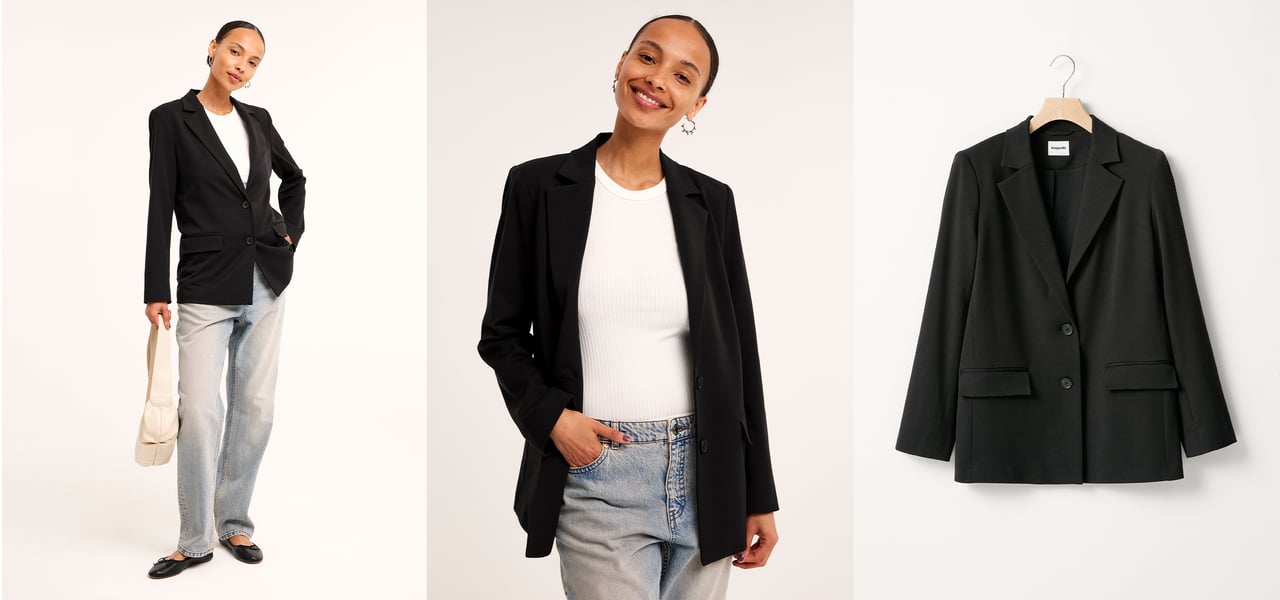 Office-look med en svart blazer