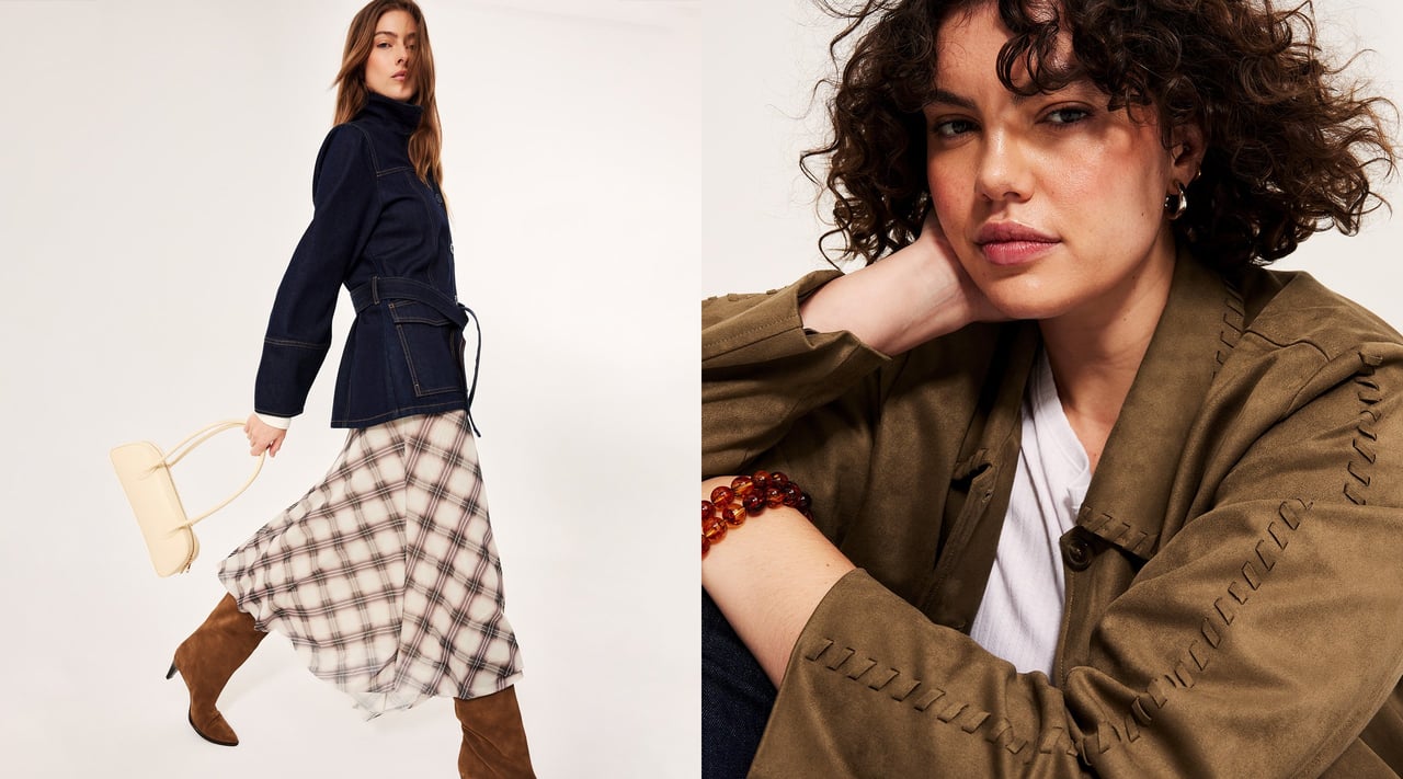 Mode i brunt, denim och rutigt