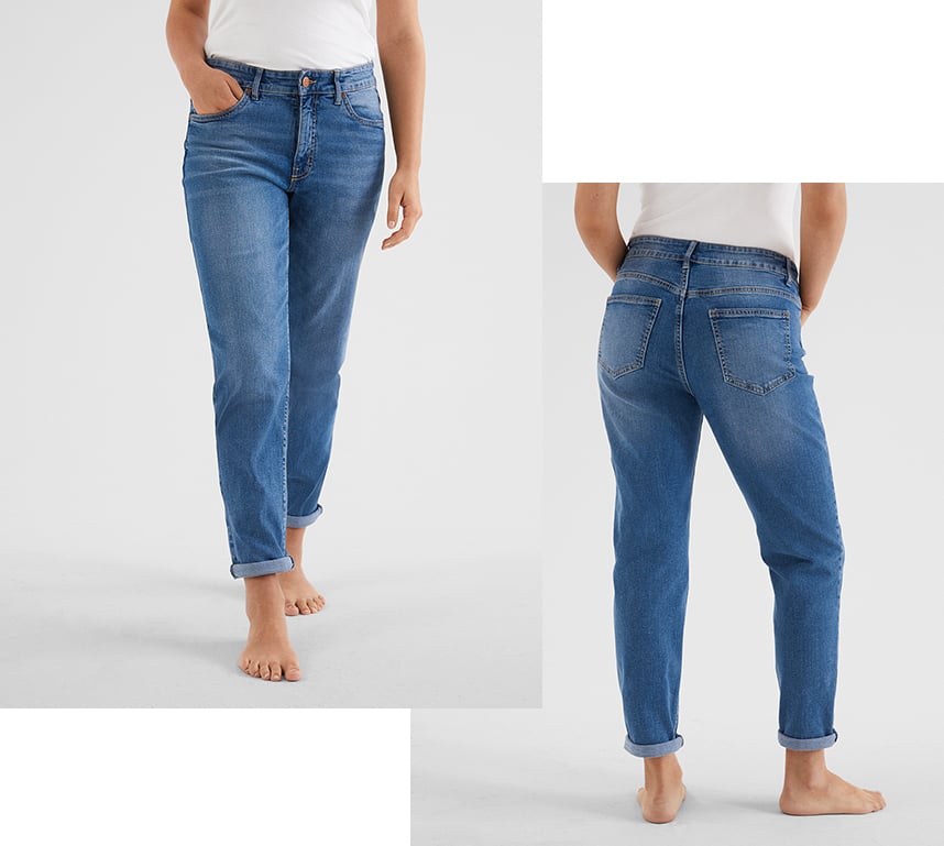 Passformen på ett par tapered jeans