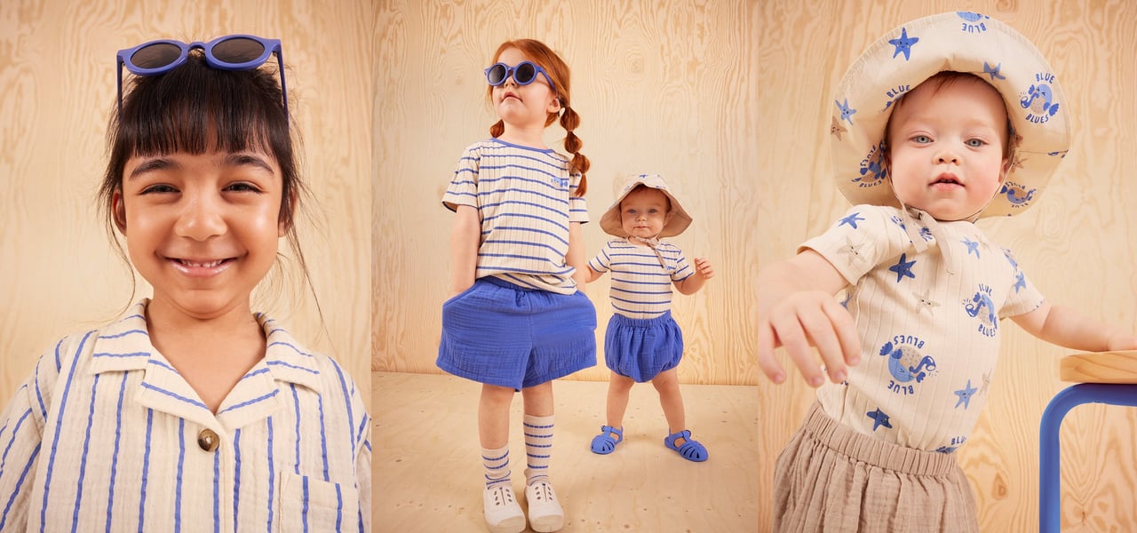 blå og stripete barneklær fra Minories