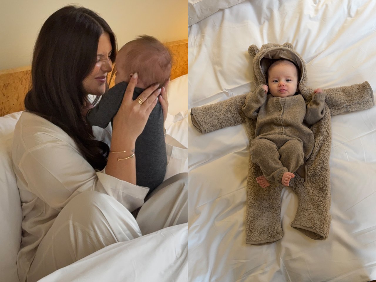 Kvinna och bebis i kläder från Kappahl.