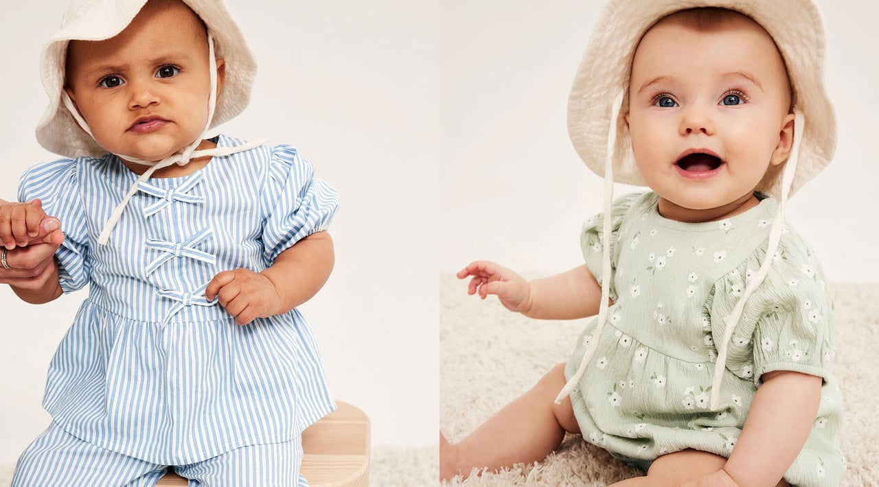 Vauvat puettuina uusiin Kappahl baby -tuotteisiin.