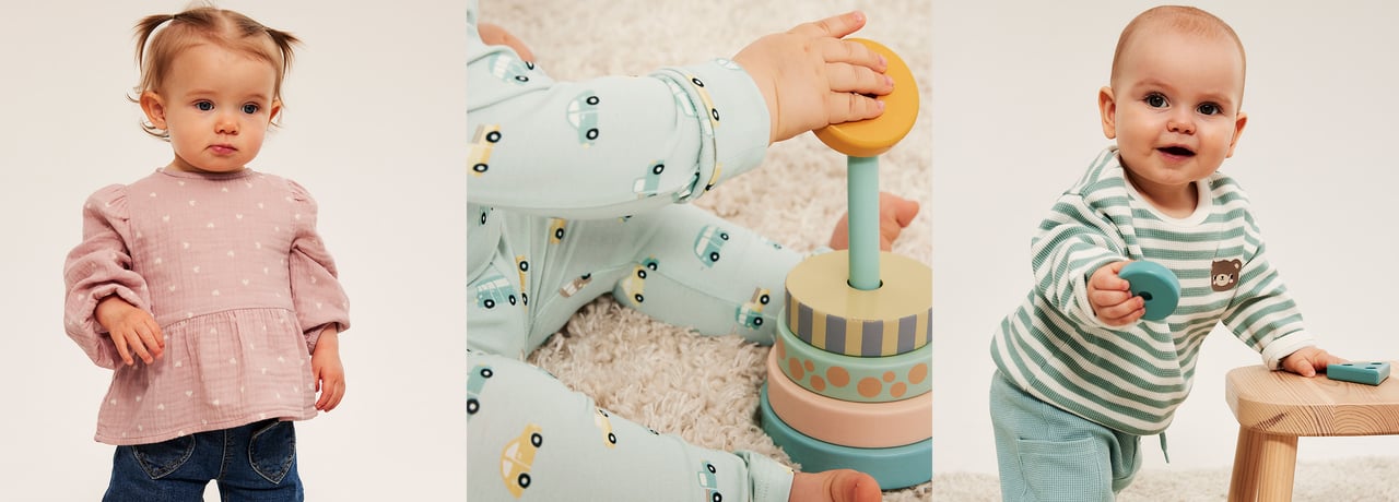 Vauvat puettuina uusiin Kappahl baby -tuotteisiin.