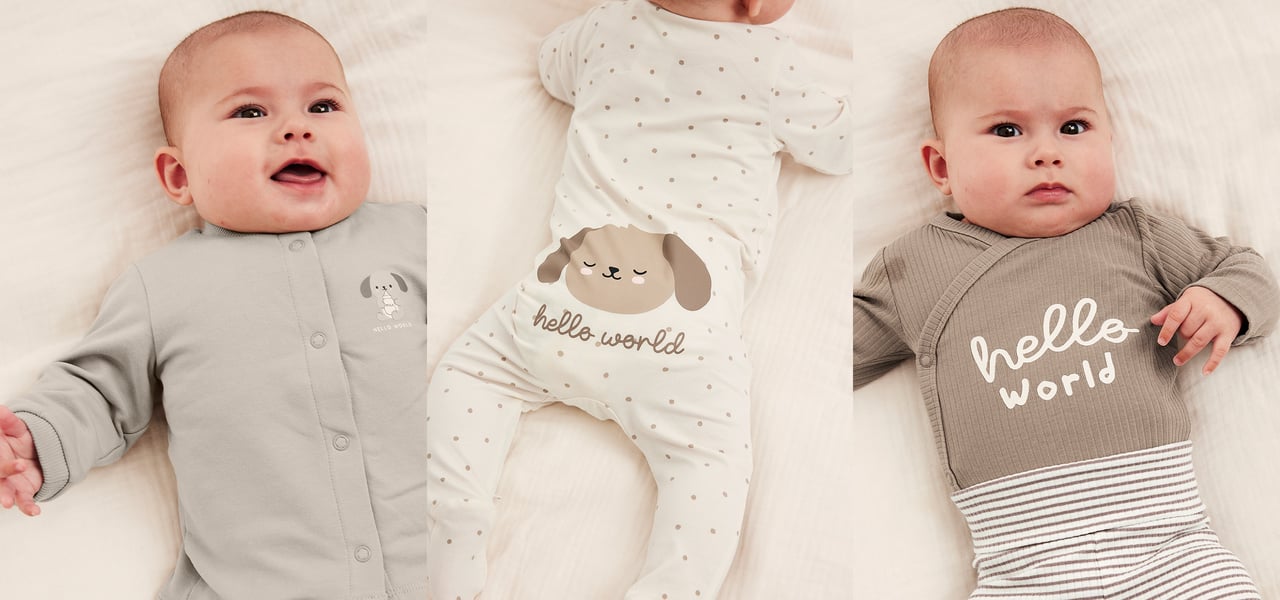 Niemowlę w ubrankach marki Kappahl Newborn.