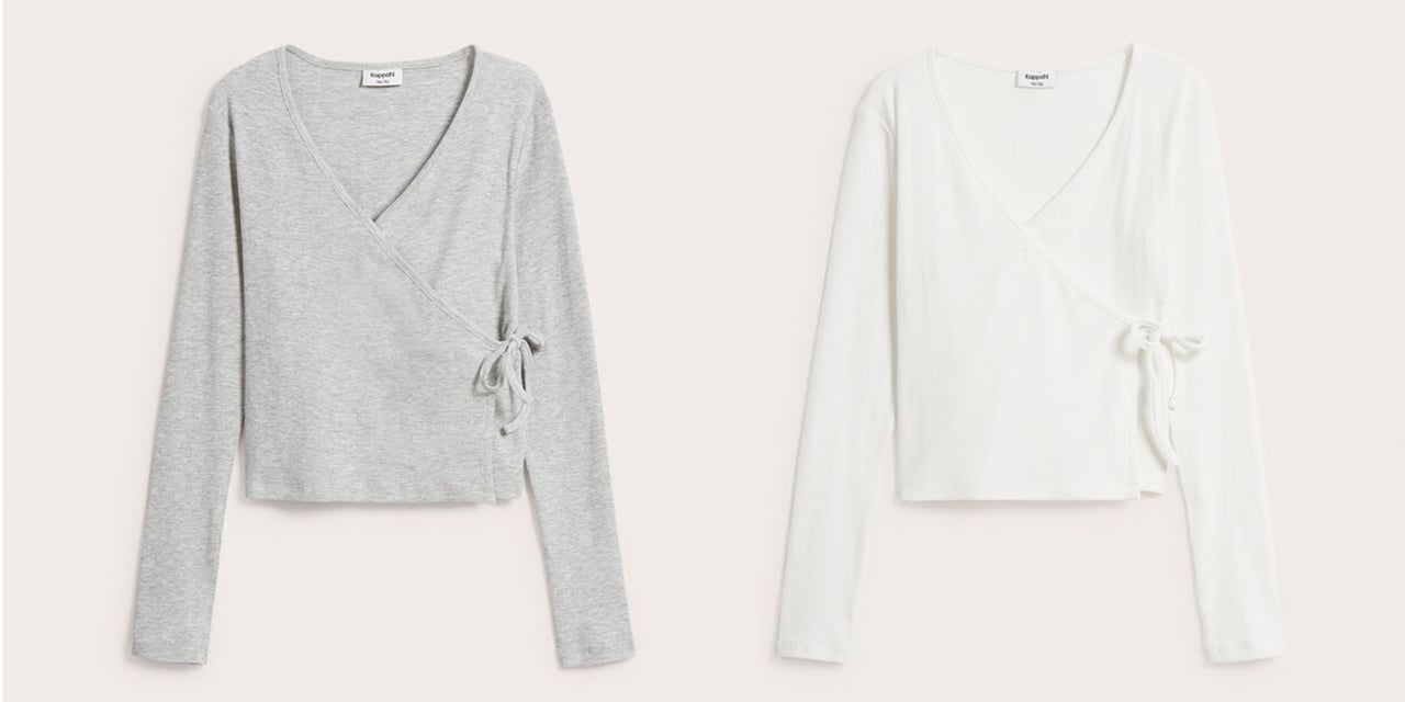 Kopertowy top w kolorze jasnoszarym