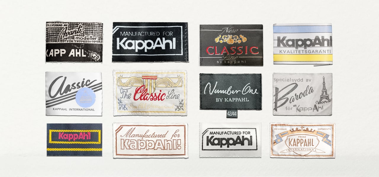 Bild på 12 gamla plaggetiketter från Kappahl