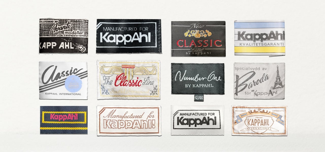 Bild på 12 gamla plaggetiketter från Kappahl