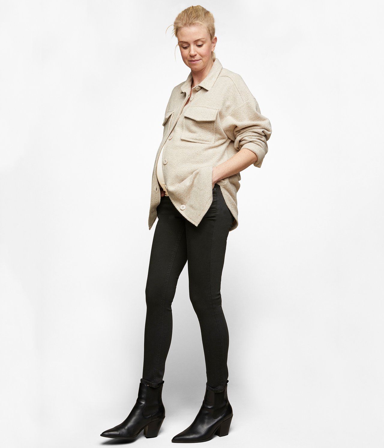 Jeansy ciążowe slim fit - Czarne - 4