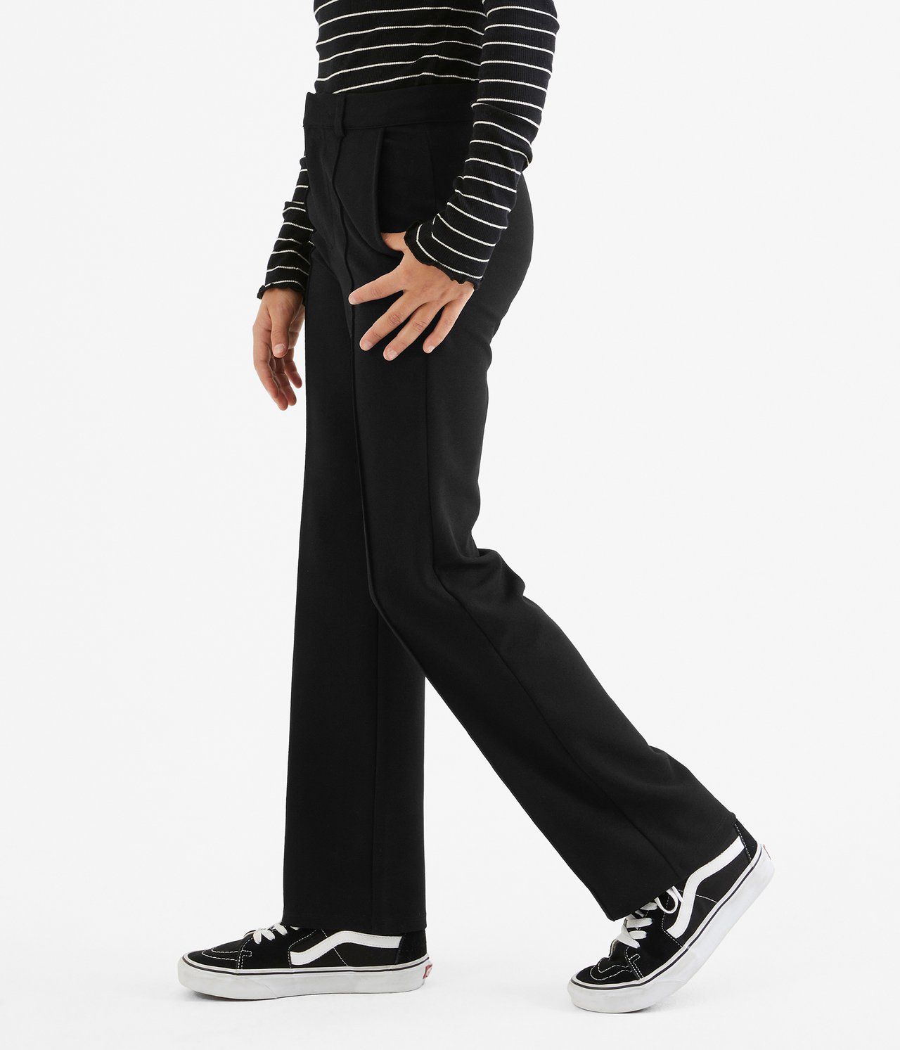 Spodnie garniturowe z trykotu - Czarne - 2
