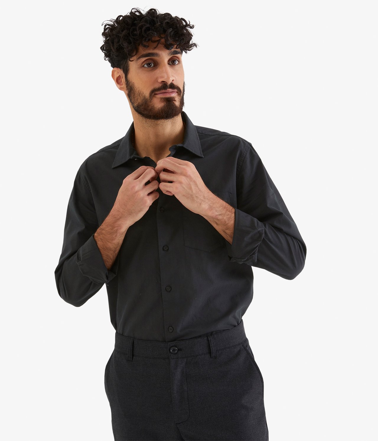 Skjorta regular fit - Svart - 2