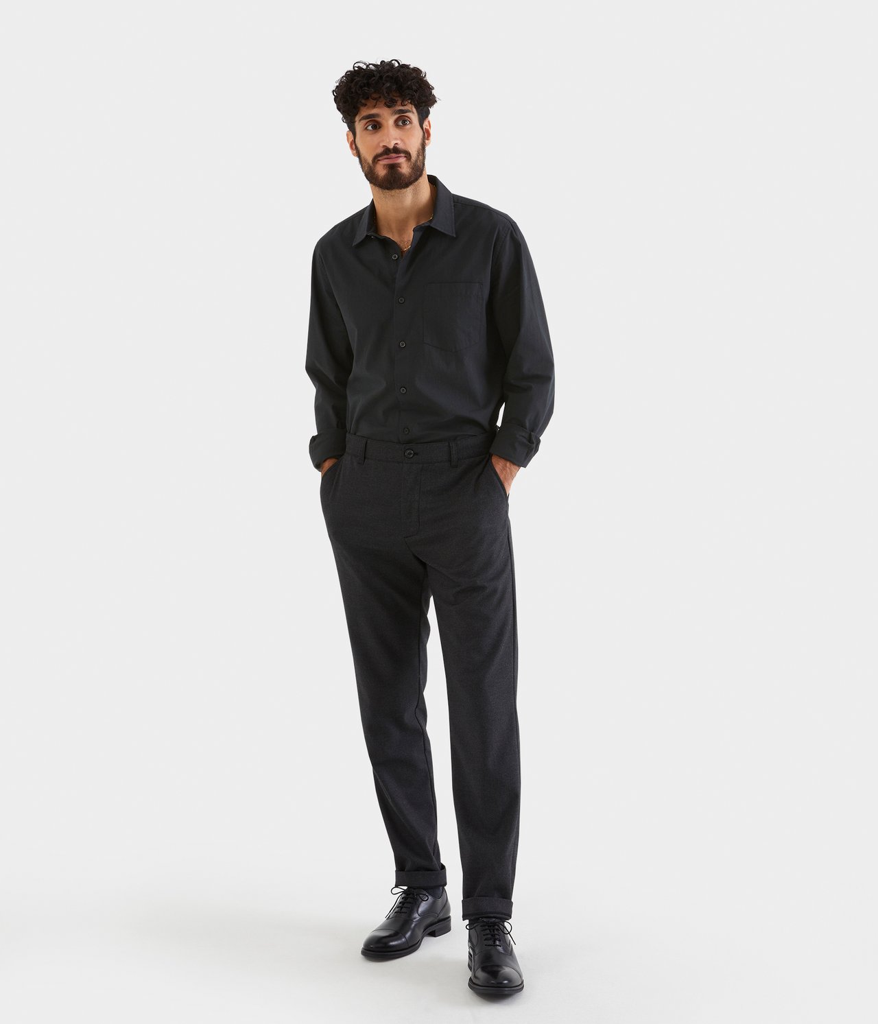 Skjorta regular fit - Svart - 1