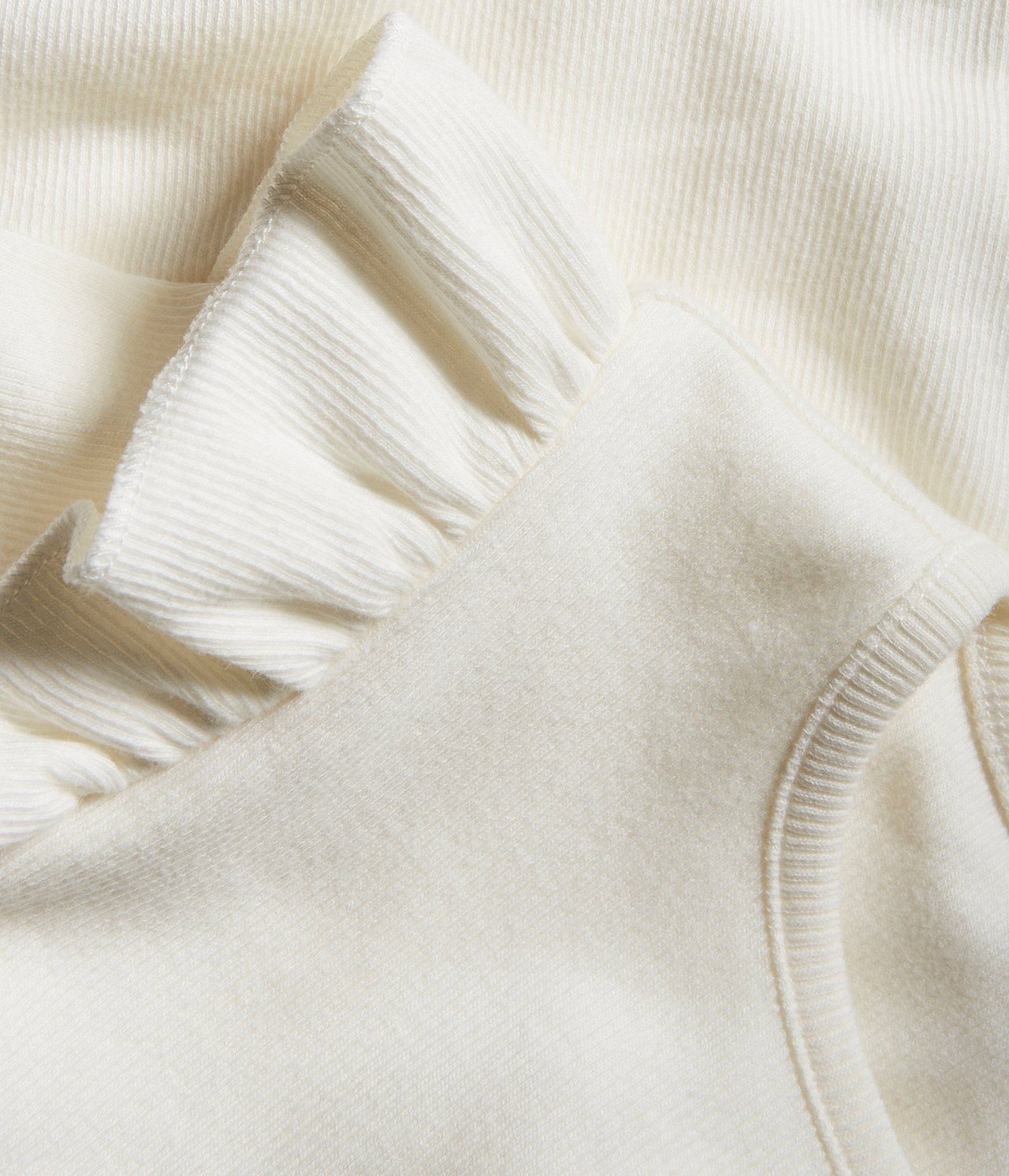 Ribbad långärmad topp - Offwhite - 3