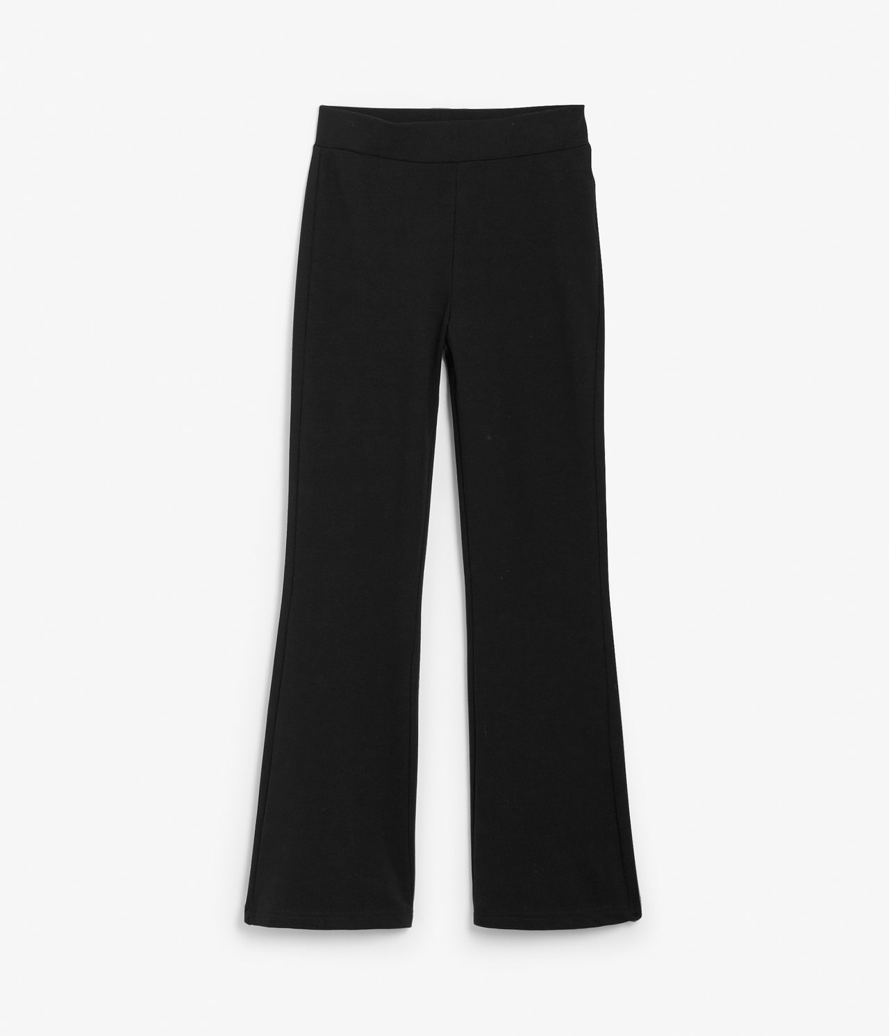 Rozszerzane spodnie z trykotu - Czarne - 1