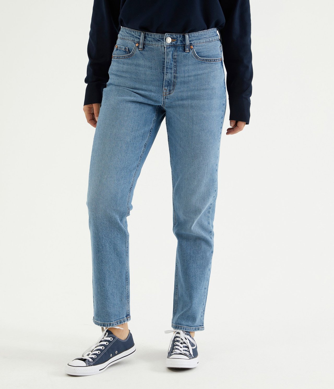 Jeans high waist tapered Vaalea denimi - 34 - 3