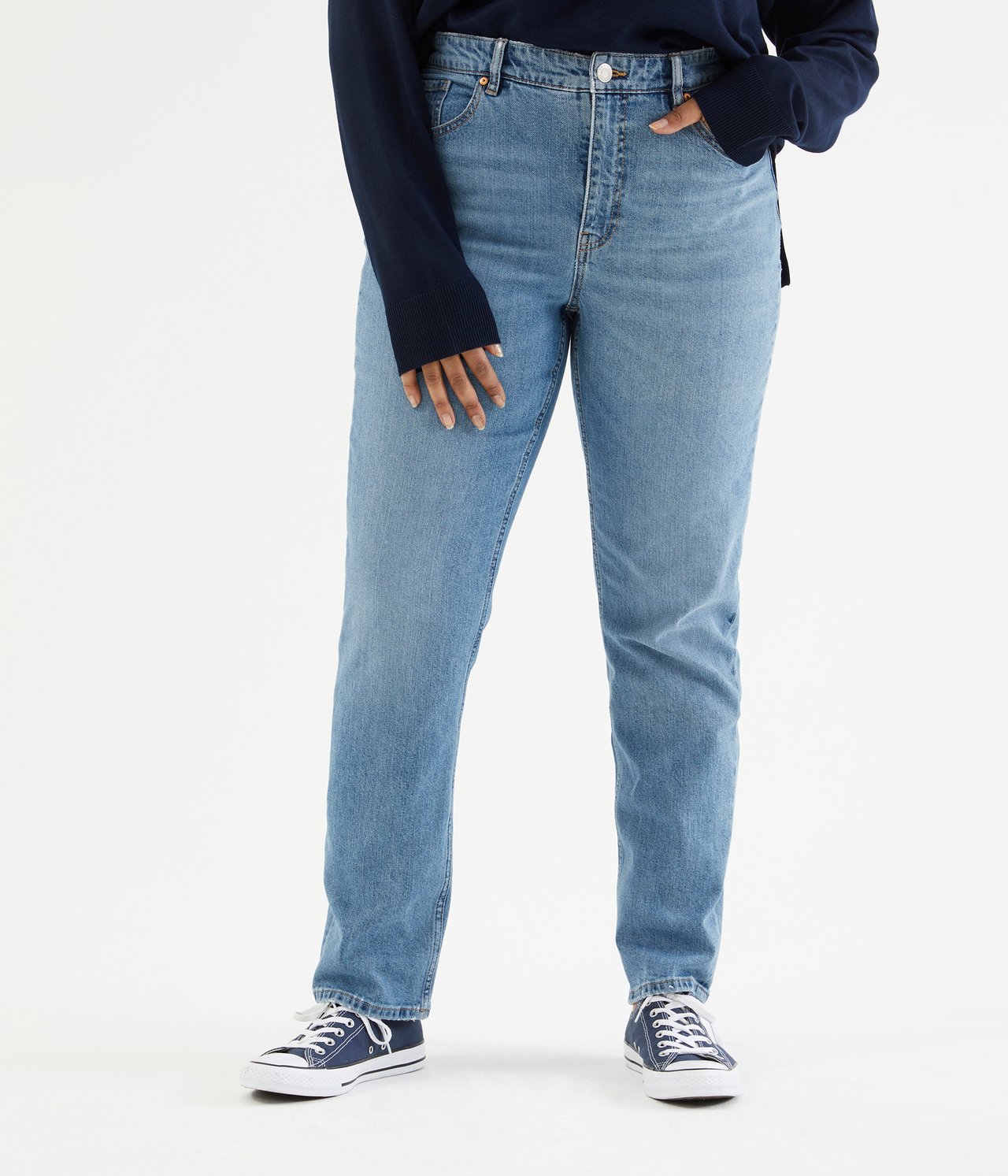 Jeans high waist tapered Ljus denim - null - 6