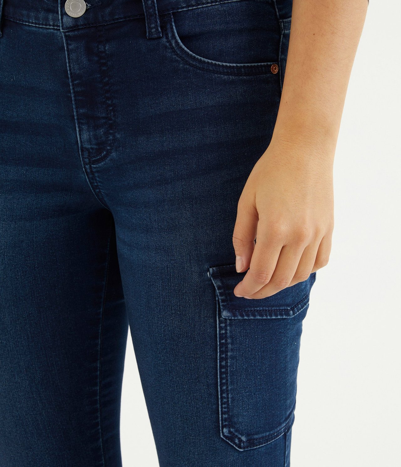 Jeans med sidelommer Mørk denim - null - 4