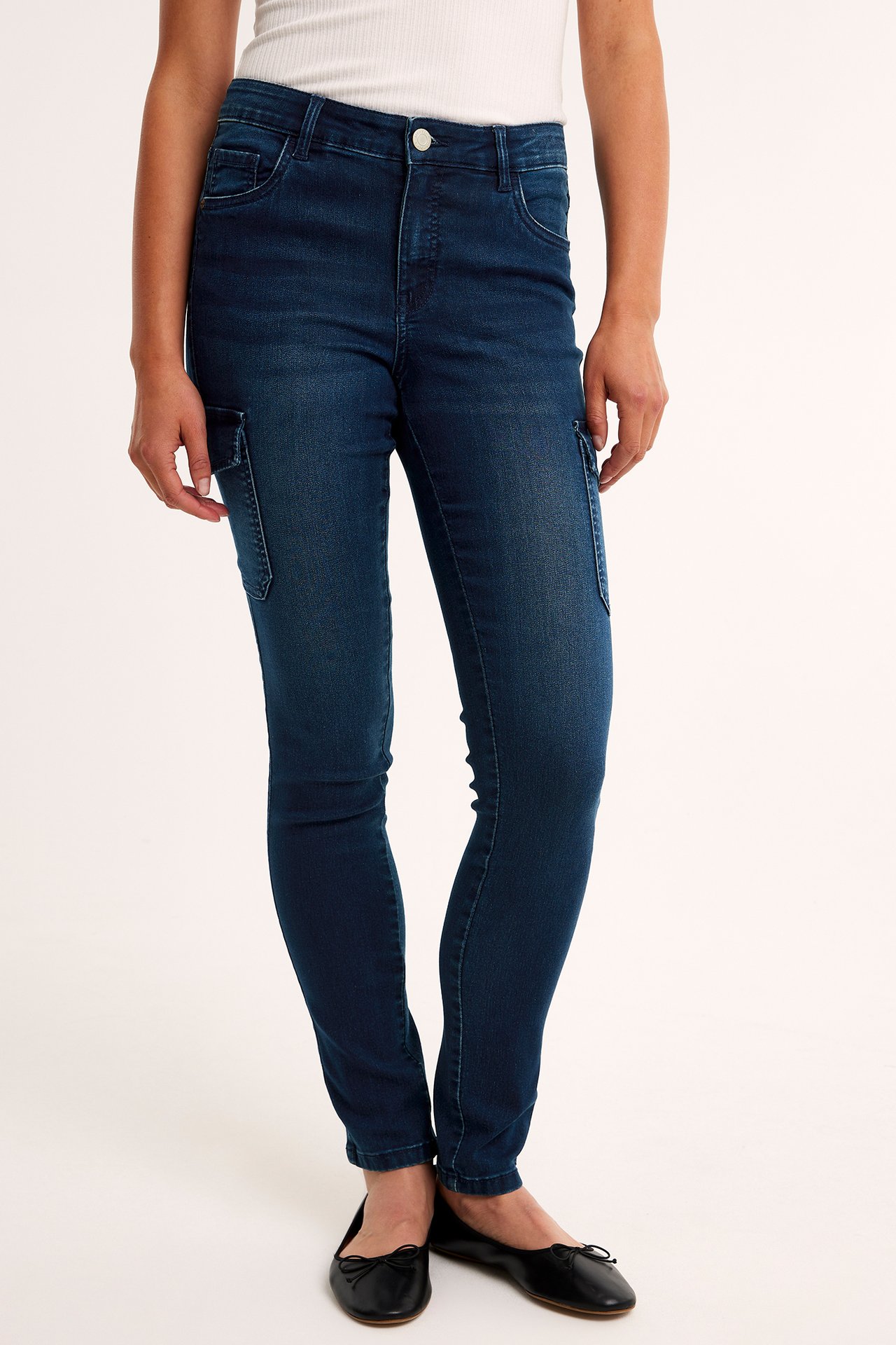 Jeans med sidofickor - Mörk denim - 4