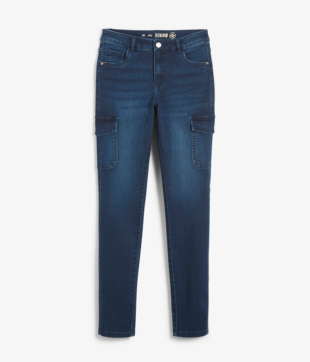 Jeans med sidofickor Mörk denim - null - 1