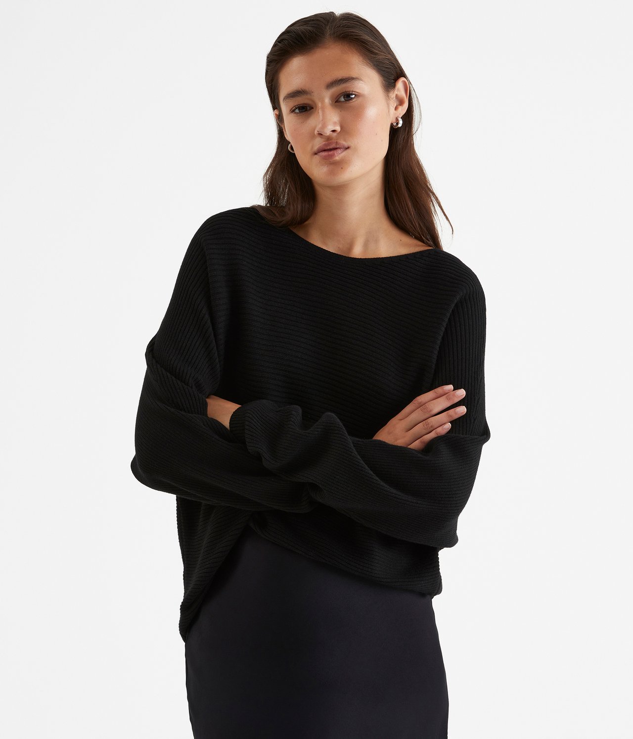 Sweter z warkoczowym splotem - Czarne - 3