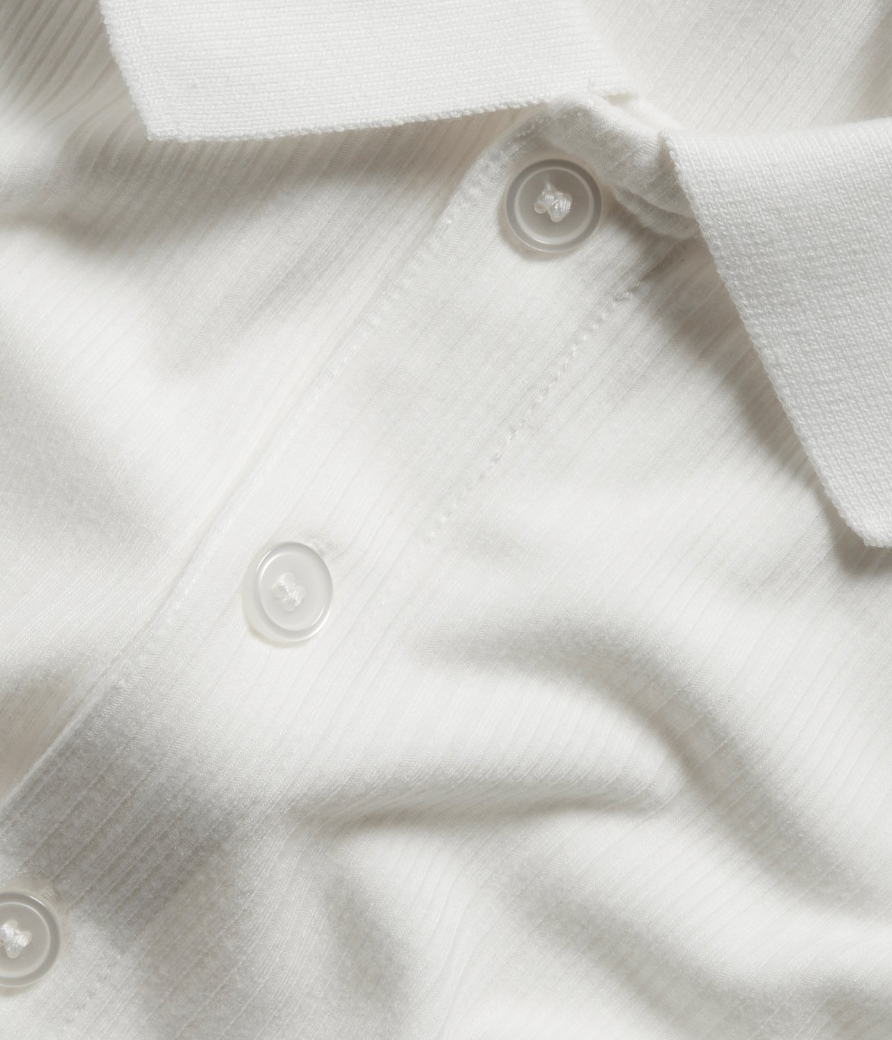 Top w prążek z kołnierzyk - Offwhite - 4
