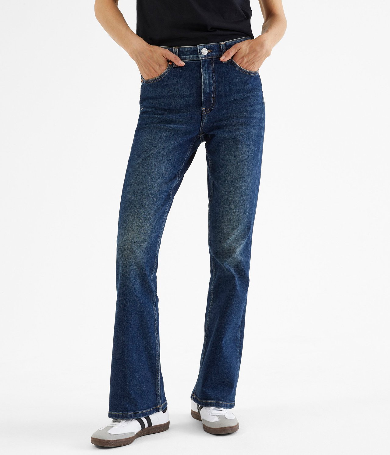Flare jeans regular waist Mørk denim - null - 3