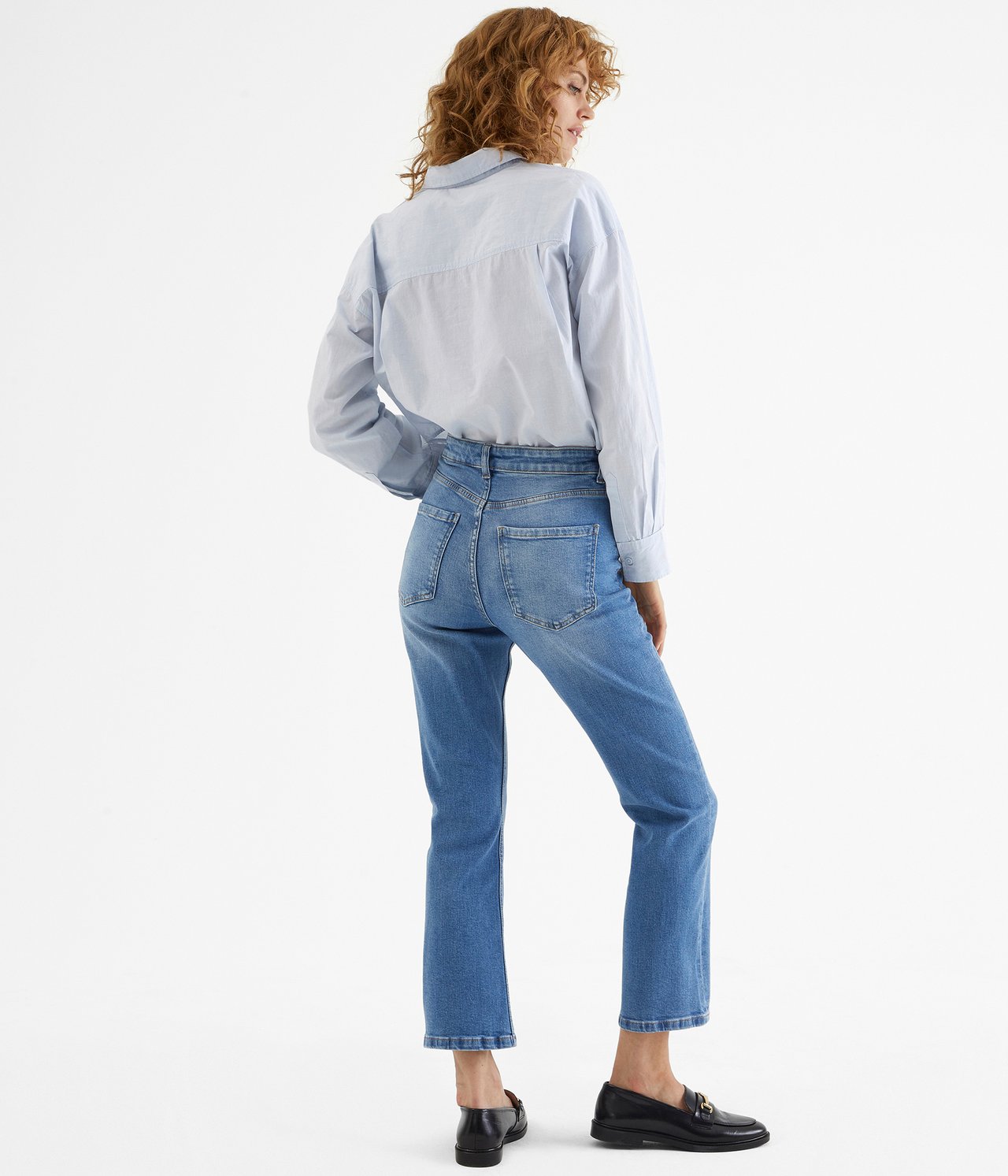 Cropped flare jeans regular waist Ljus denim - null - 6
