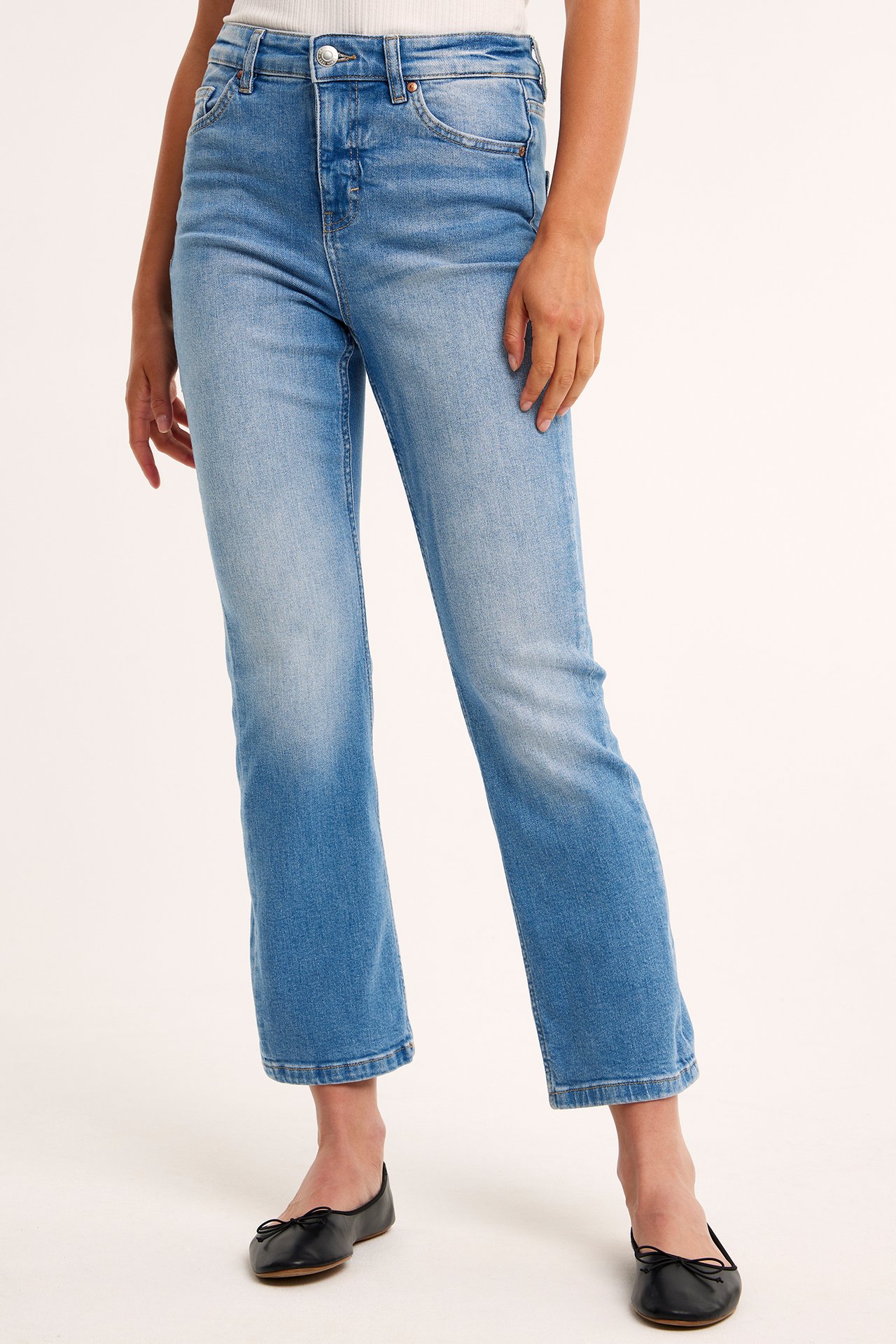 Cropped flare jeans regular waist - Ljus denim - 6