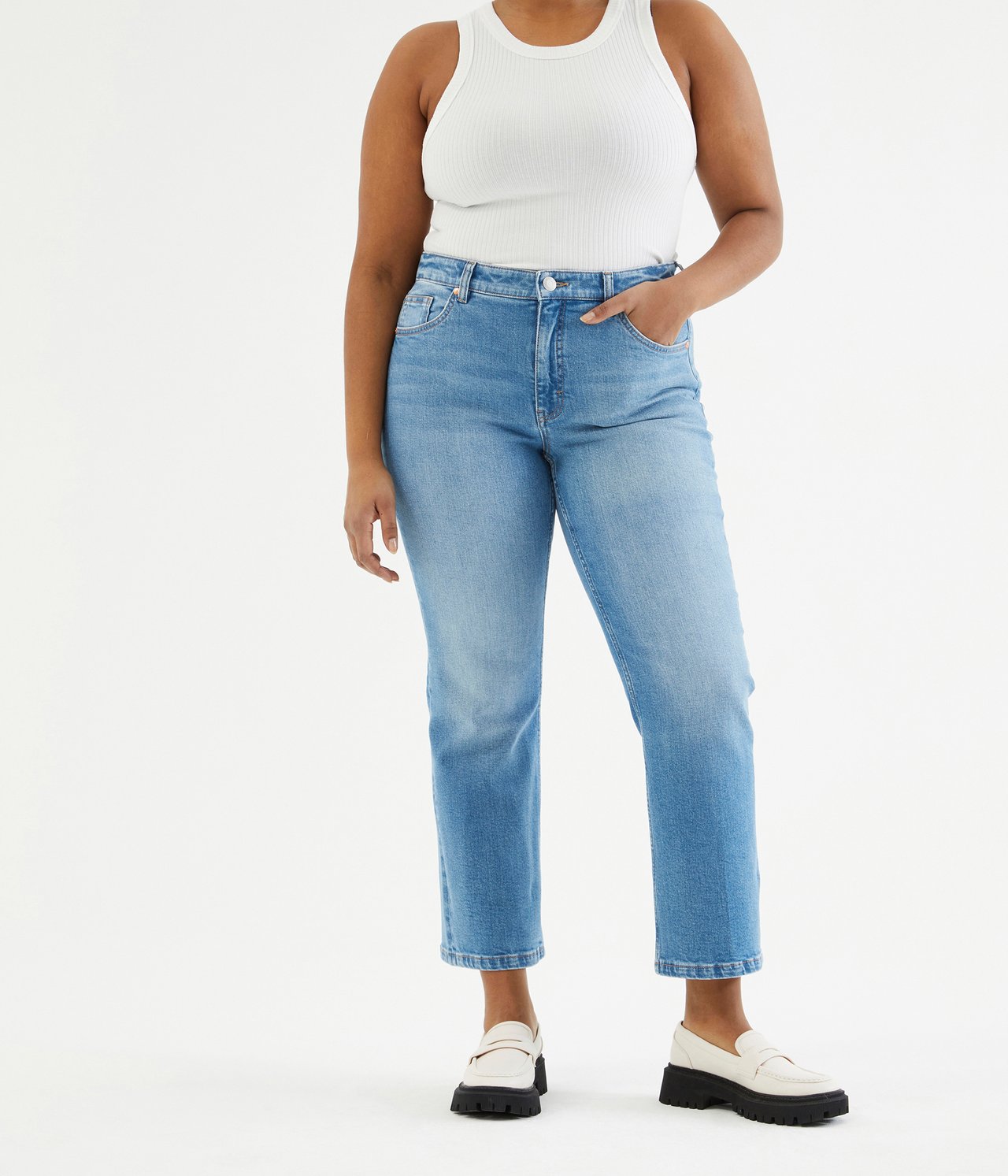 Cropped flare jeans regular waist Ljus denim - null - 3