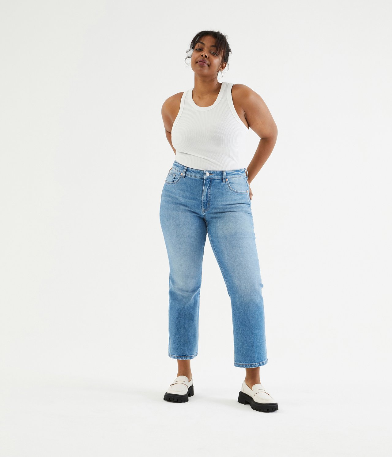 Cropped flare jeans regular waist - Vaalea denimi - 5