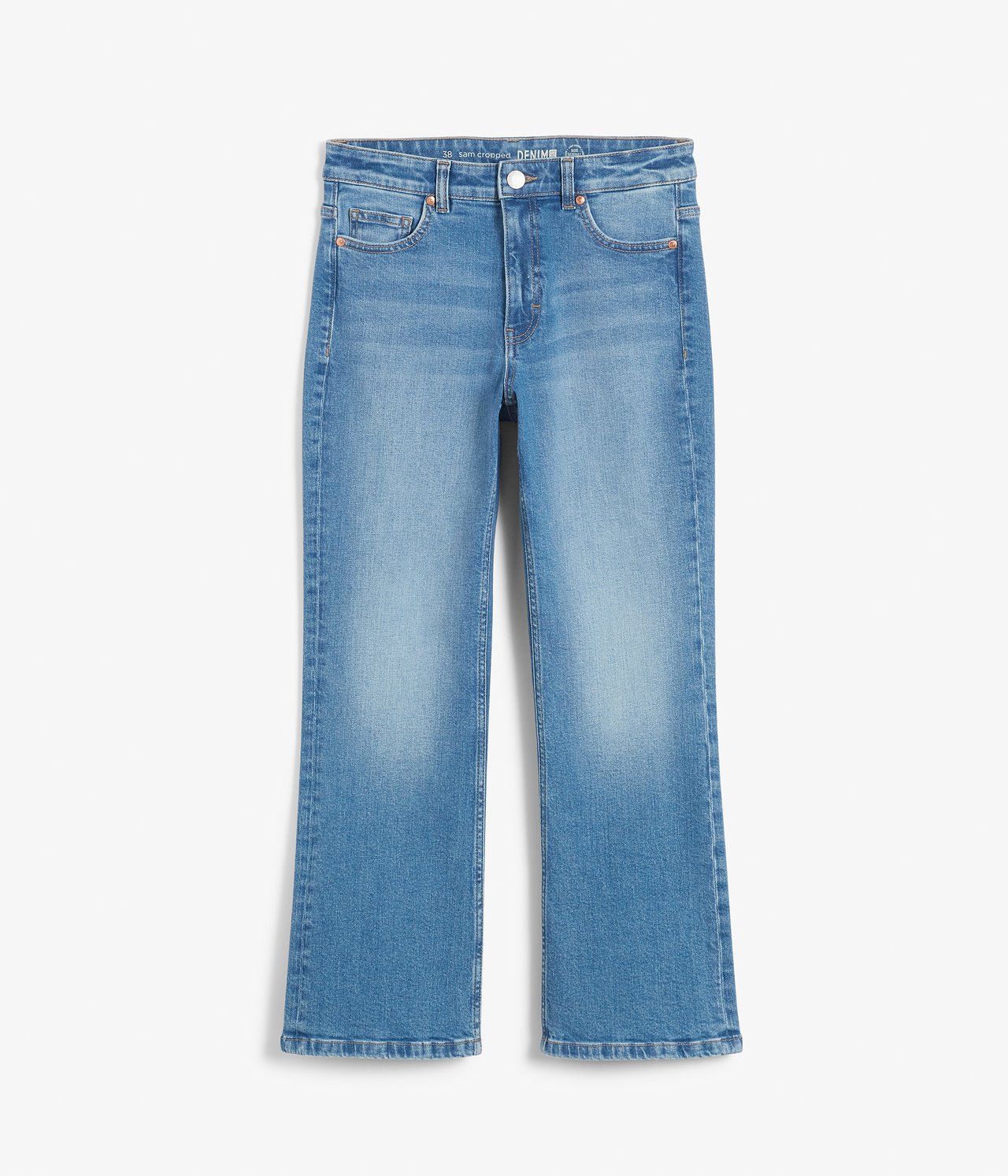 Cropped flare jeans regular waist Ljus denim - null - 8