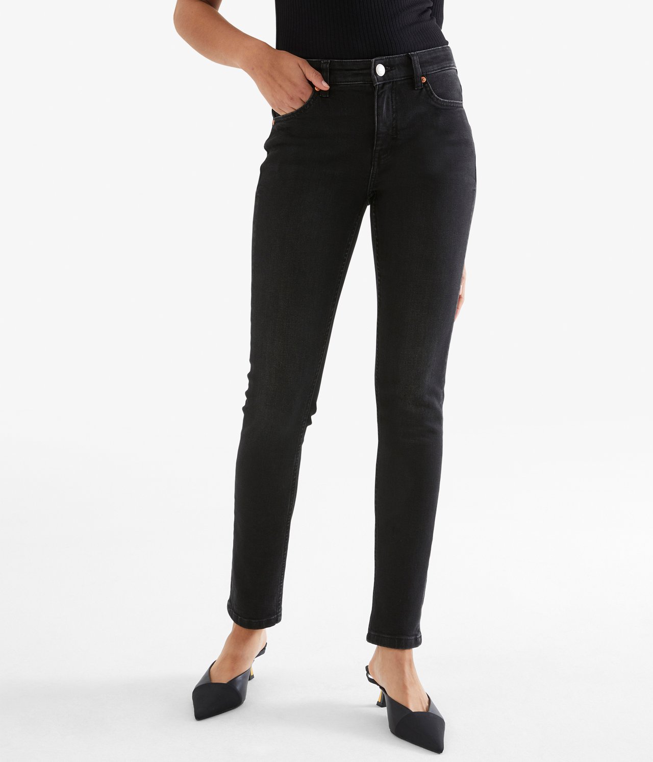 Miranda slim low waist jeans - Musta denimi - 1