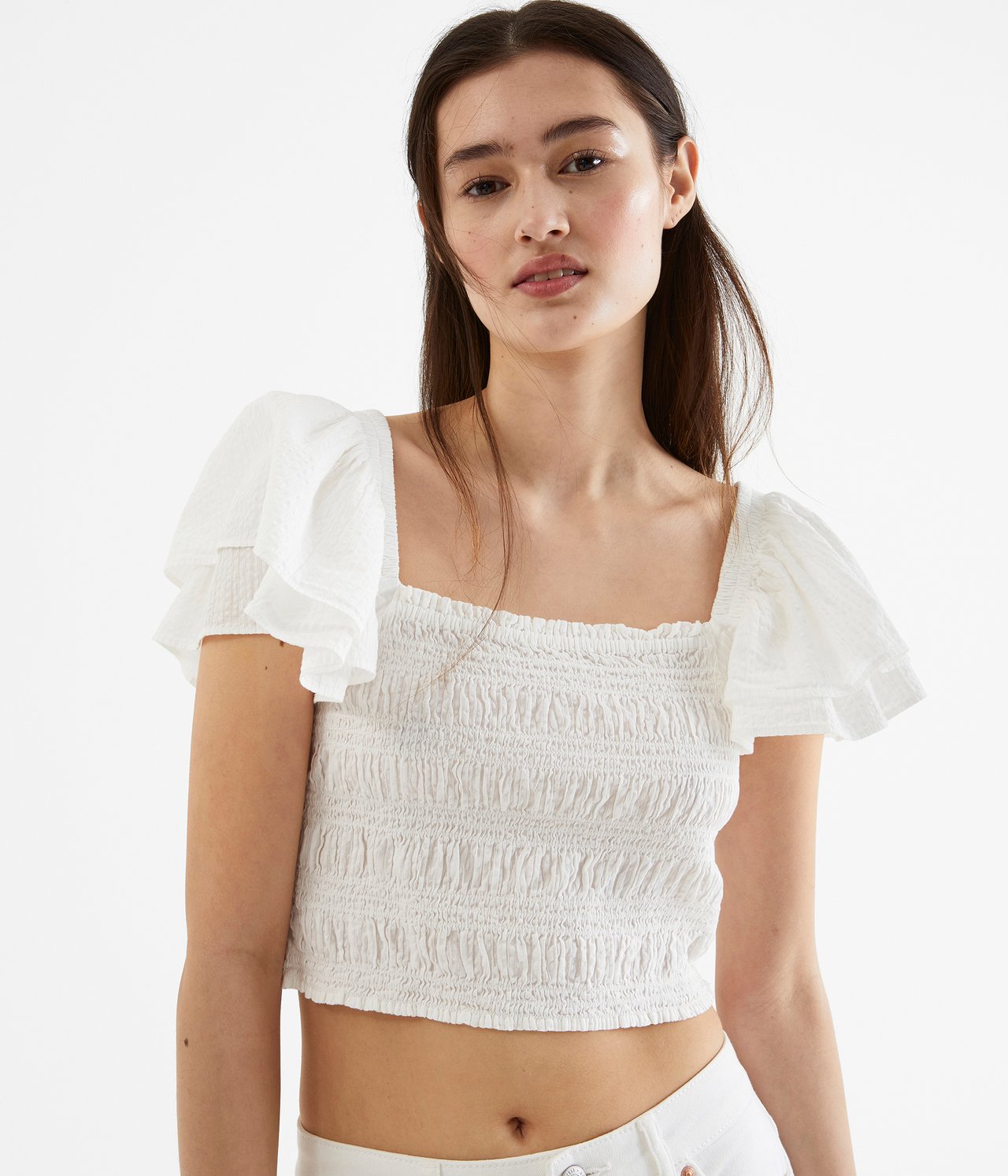 Blus med smock - Offwhite - 2