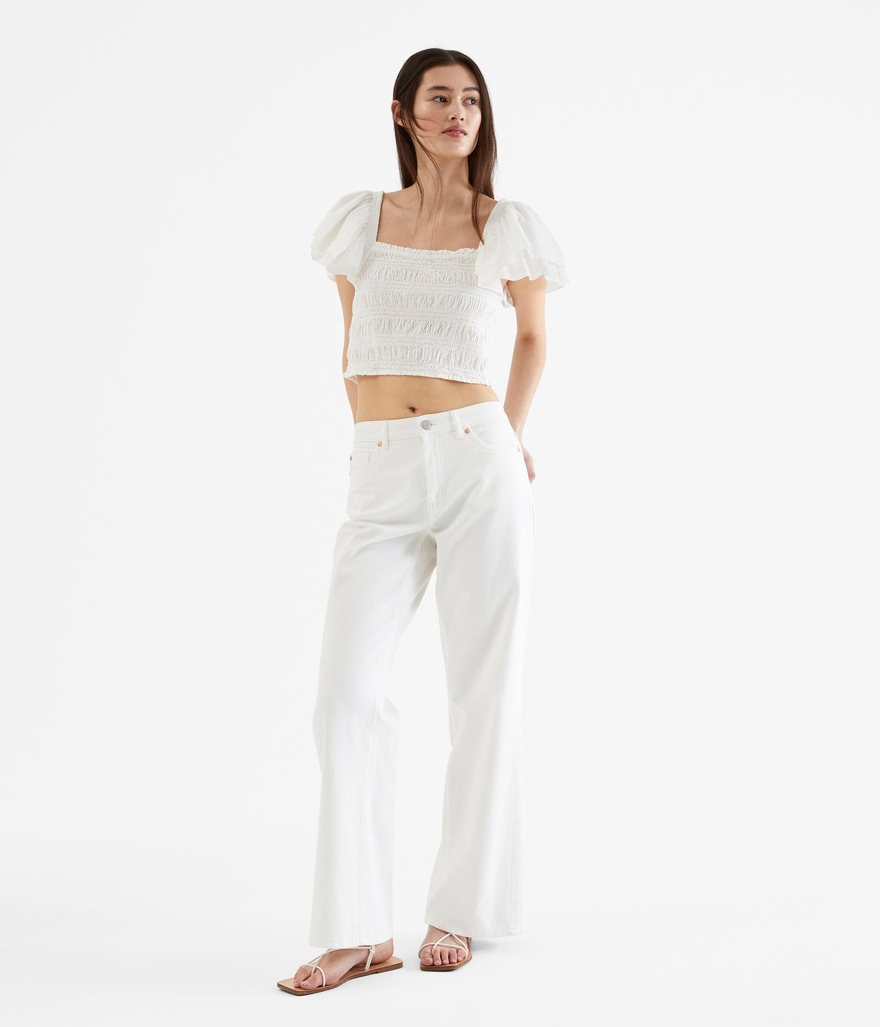 Blus med smock - Offwhite - 3