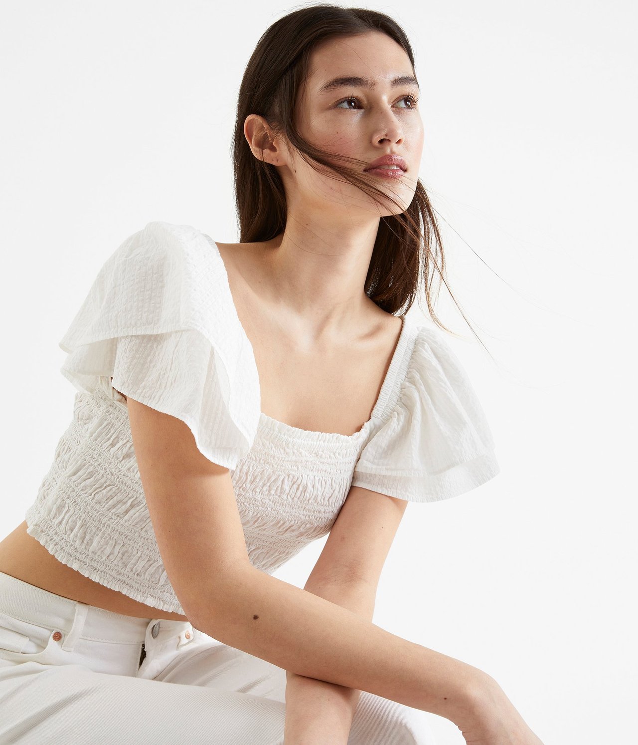 Blus med smock Offwhite - XS - 0