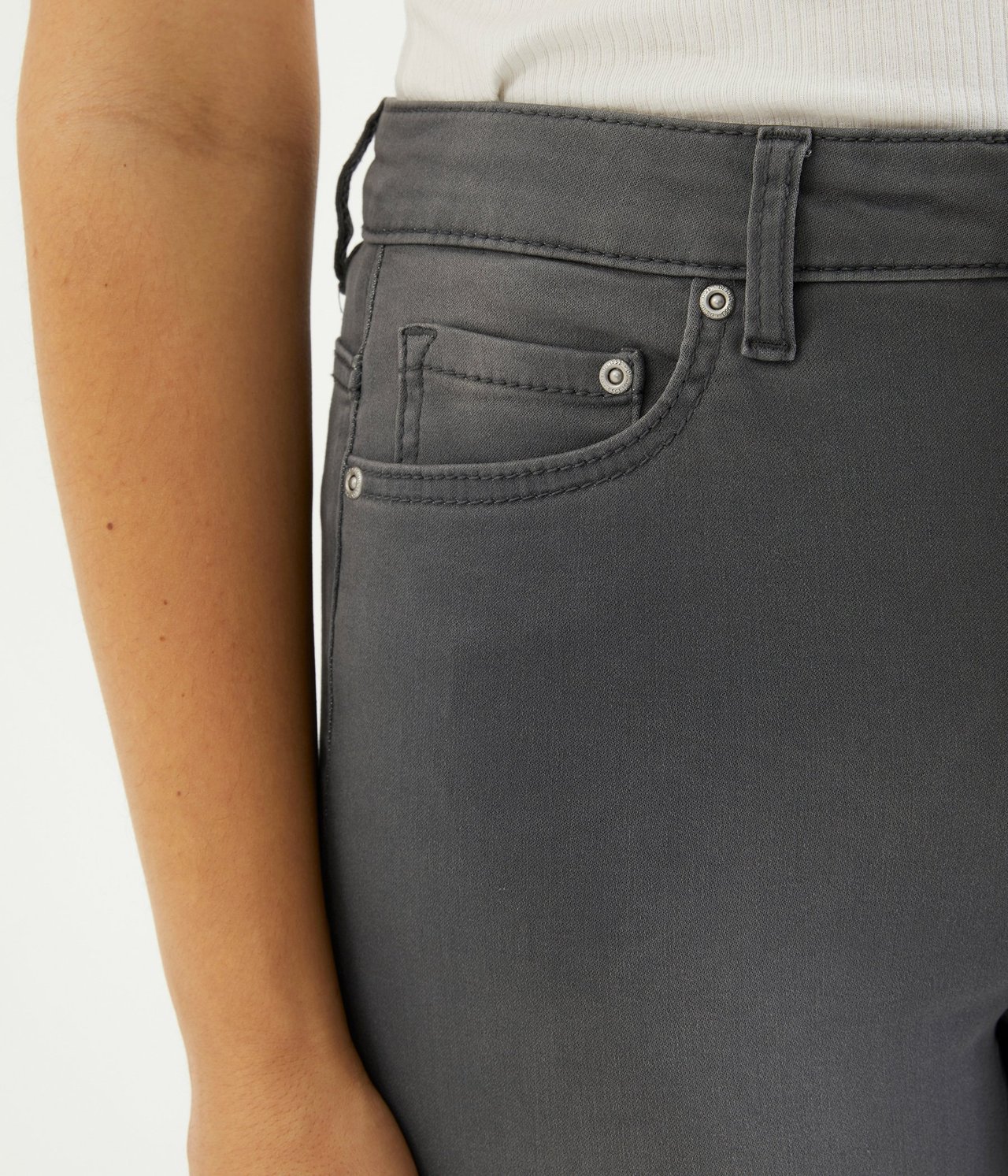 Super Slim Jeans High Waist Silvergrå - null - 3