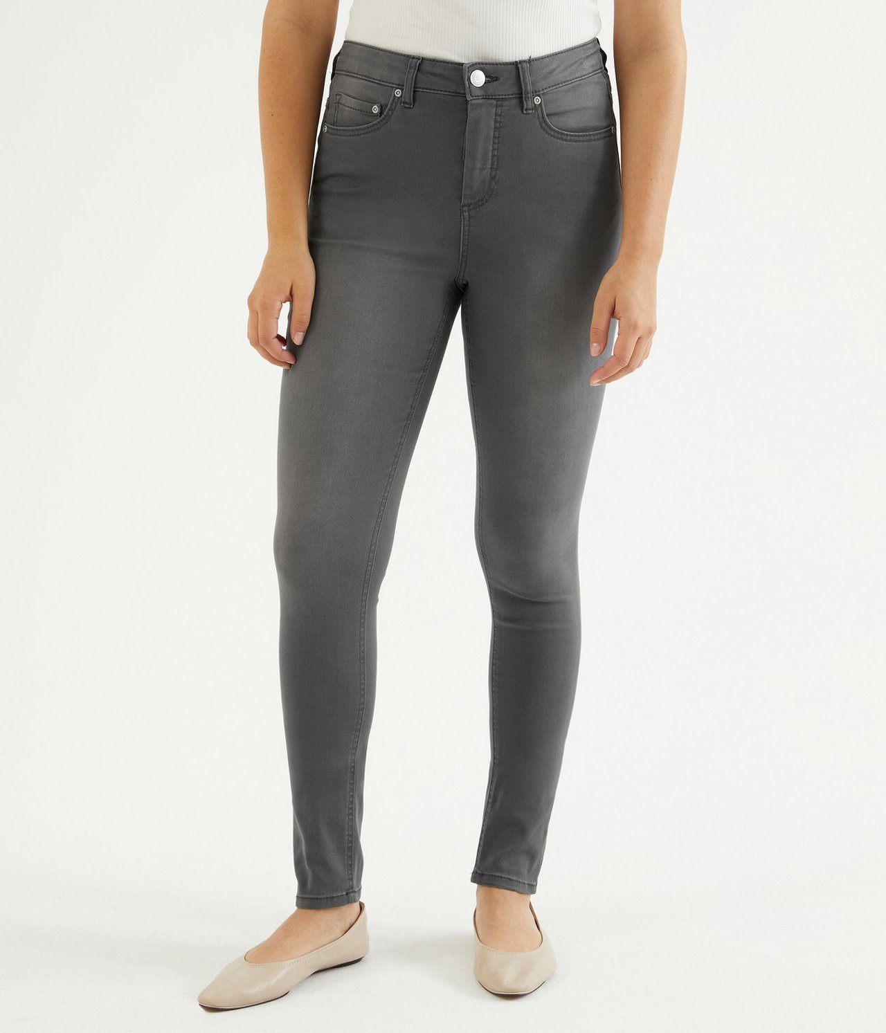 Super Slim Jeans High Waist Silvergrå - null - 2