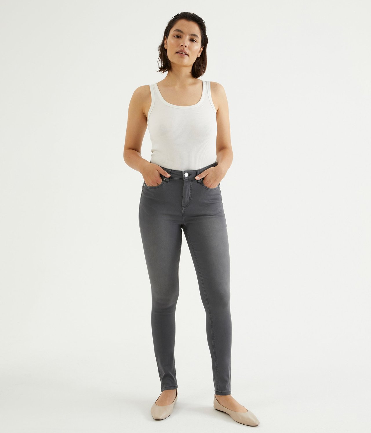 Super Slim Jeans High Waist Silvergrå - null - 0