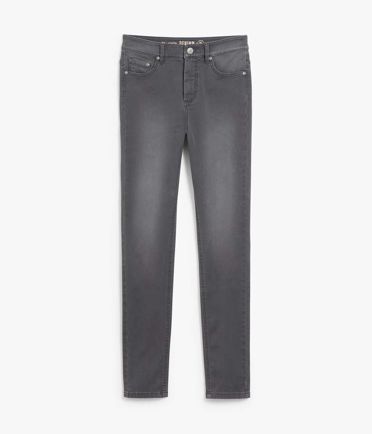 Super Slim Jeans High Waist Silvergrå - null - 1