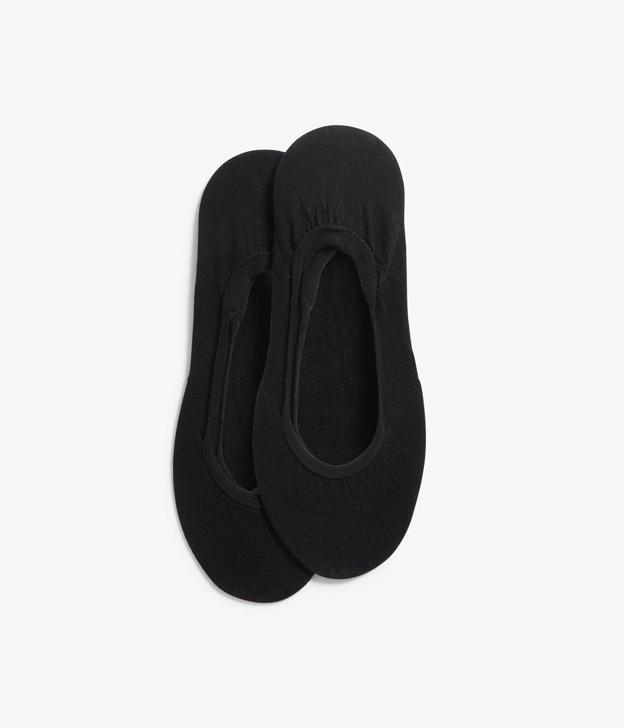 Widok z góry: dwie czarne stopki z mieszanki bawełny.