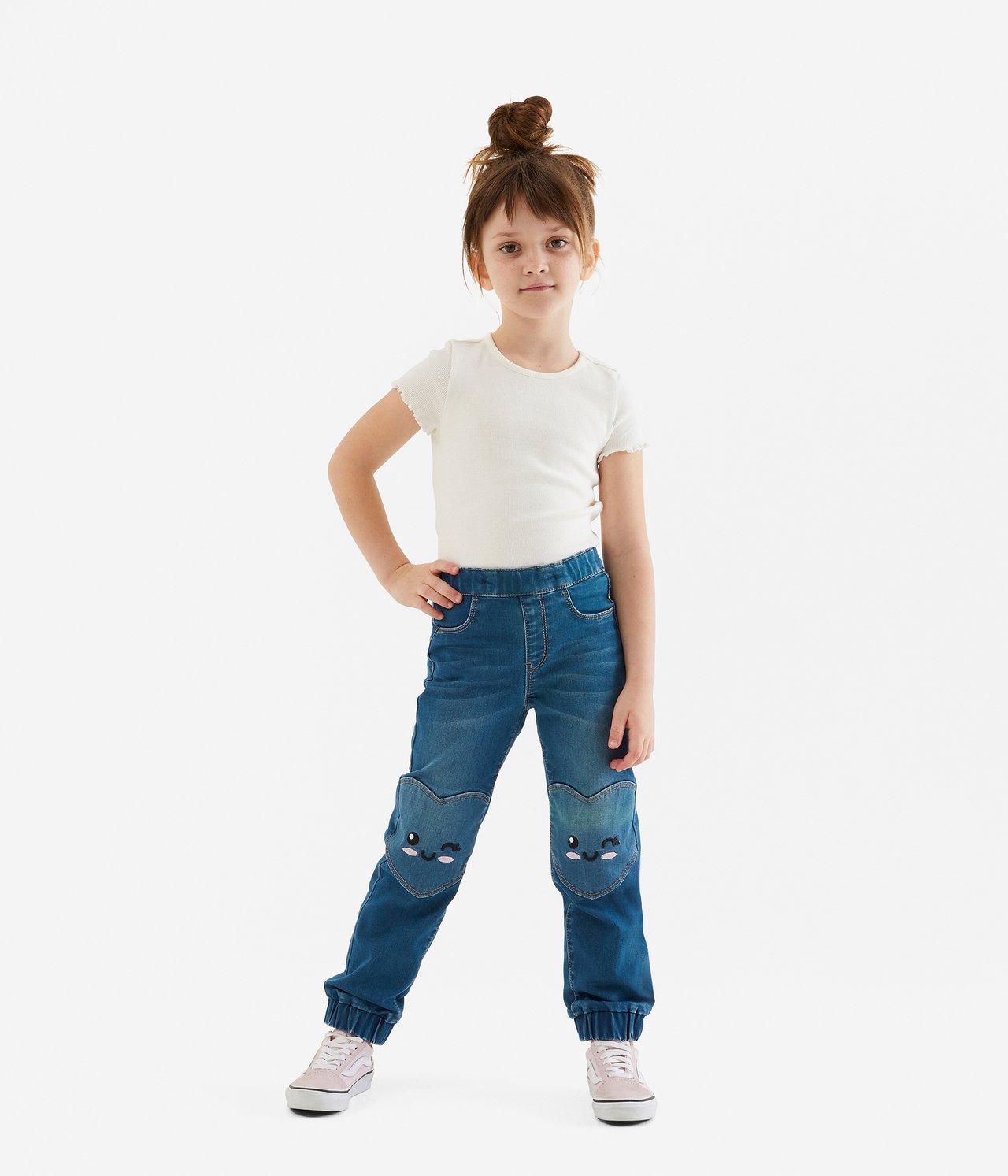 Jogger-farkut tough knee - Vaalea denim - 1