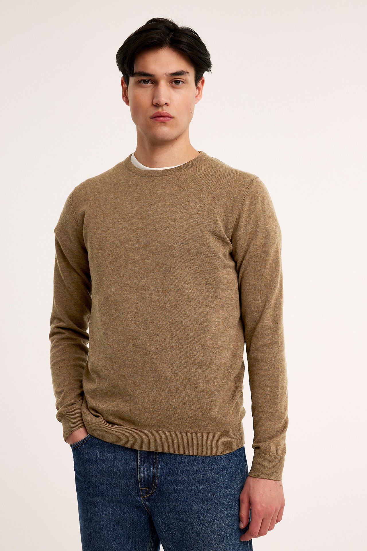 Cienki sweter - Brązowy melanż - 1